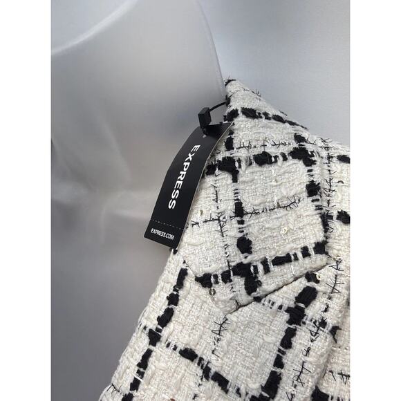 EXPRESS Women's Houndstooth Plaid TweedCustom Fit Boyfriend Blazer Size XS - Picture 6 of 10